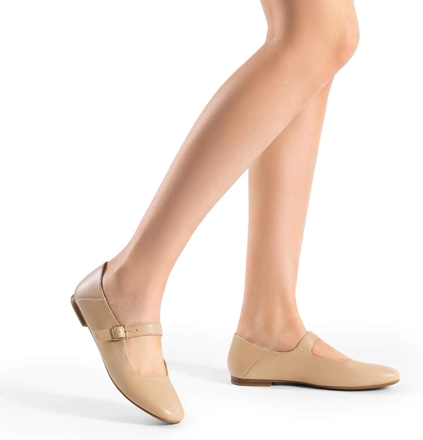 DREAM PAIRS Women's Flats Square Toe Mary Jane Flats Comfortable Casual Slip On Dress Shoes Ballet Flats with Buckle Strap Casual Work Office Mary Jane Shoes