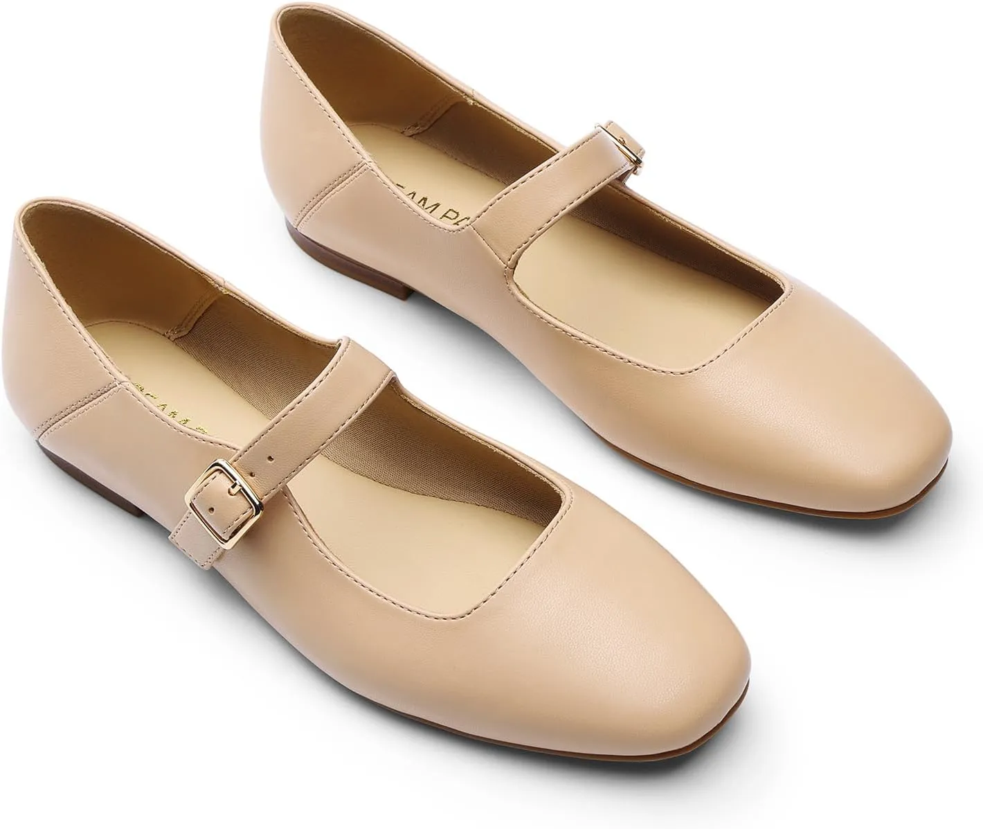DREAM PAIRS Women's Flats Square Toe Mary Jane Flats Comfortable Casual Slip On Dress Shoes Ballet Flats with Buckle Strap Casual Work Office Mary Jane Shoes
