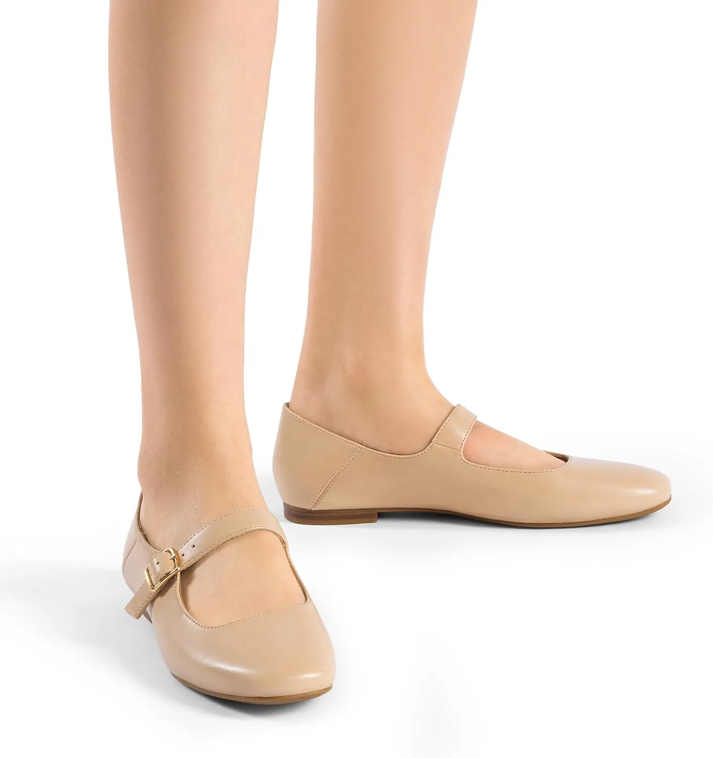DREAM PAIRS Women's Flats Square Toe Mary Jane Flats Comfortable Casual Slip On Dress Shoes Ballet Flats with Buckle Strap Casual Work Office Mary Jane Shoes