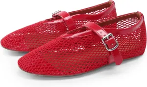 DREAM PAIRS Women's Mesh Ballet Flats Dressy Round Toe Comfortable Mary Jane Flat Shoes with Buckle Strap