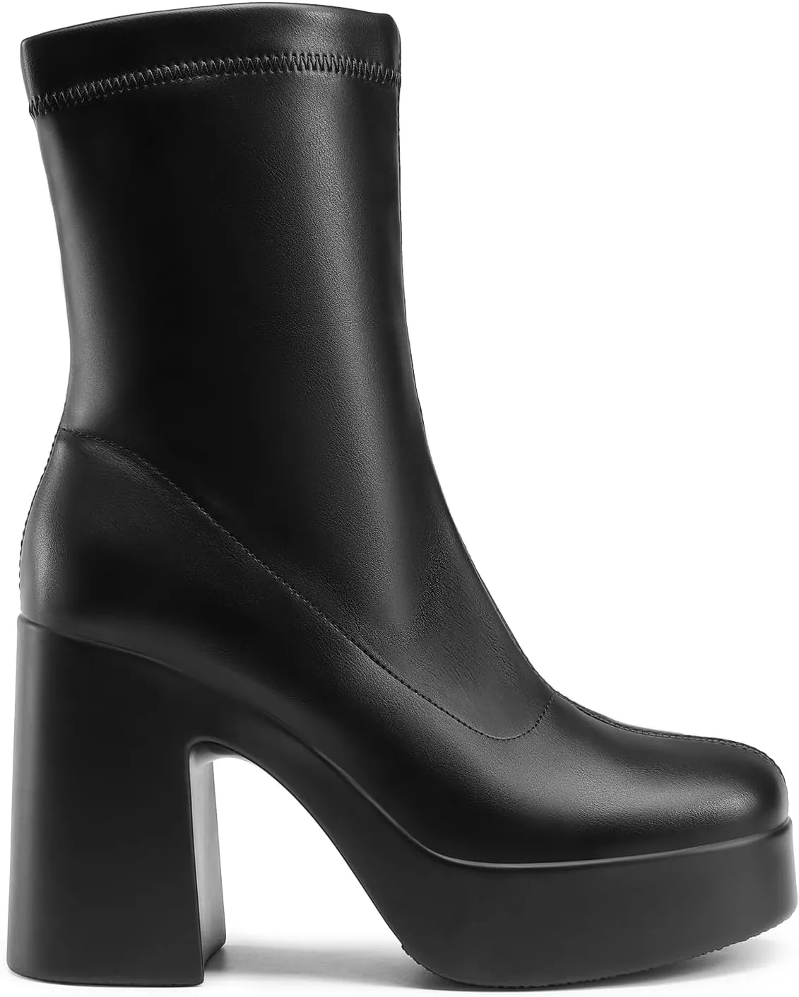 DREAM PAIRS Women's Platform Gogo Ankle Boots High Chunky Block Heel Square Toe Booties Shoes