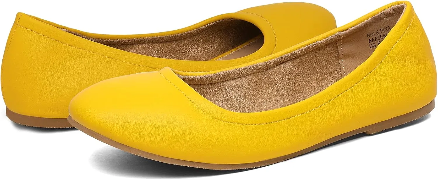 DREAM PAIRS Women's Sole-fina Solid Plain Walking Classic Ballet Flats Shoes