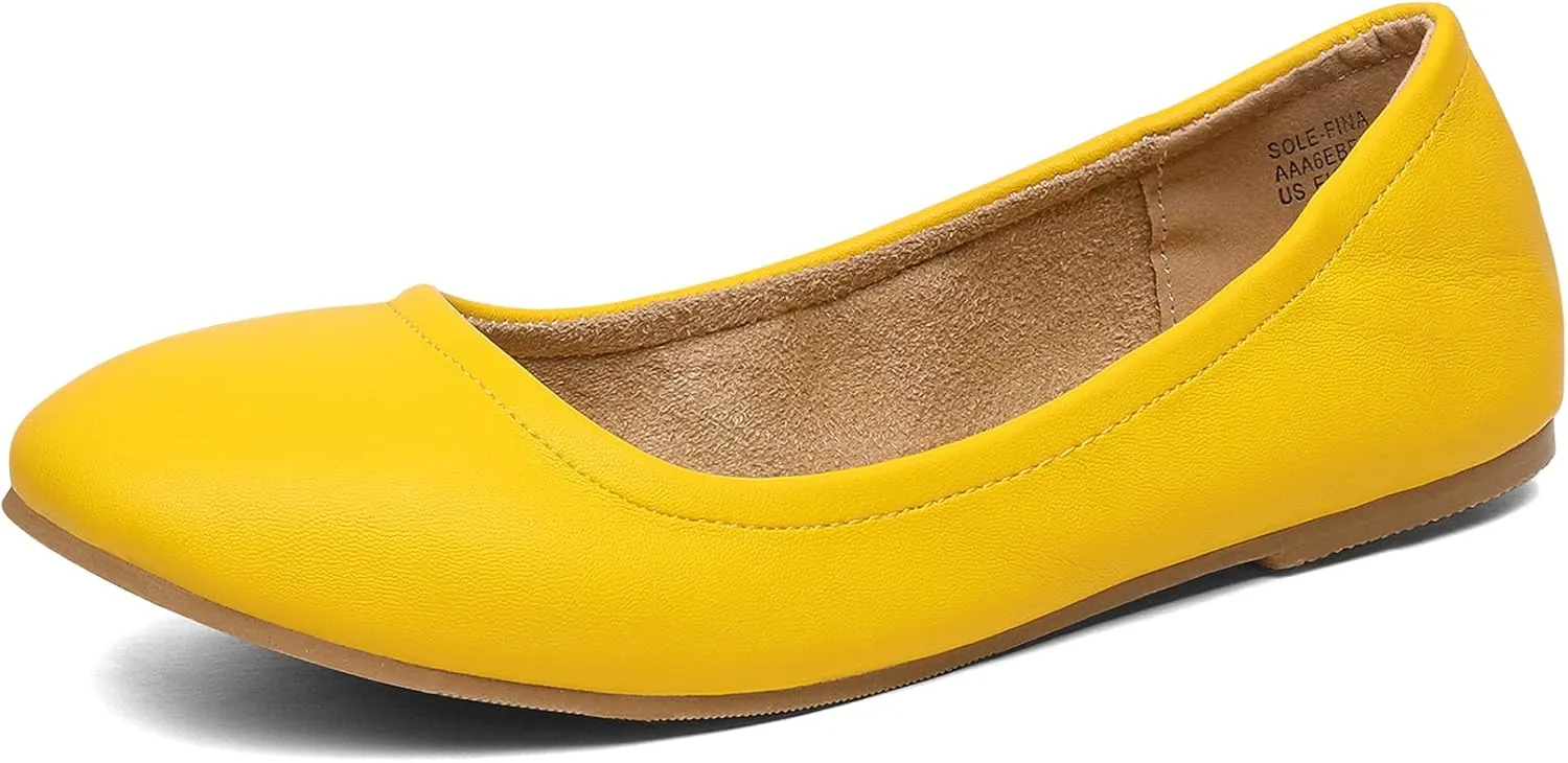 DREAM PAIRS Women's Sole-fina Solid Plain Walking Classic Ballet Flats Shoes