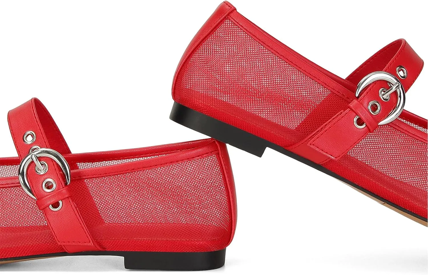 Dsevht Mary Jane Ballet Flats for Women Slip On Round Toe Bling Ballerina Shoes Buckle Strap Casual Dress Shoes