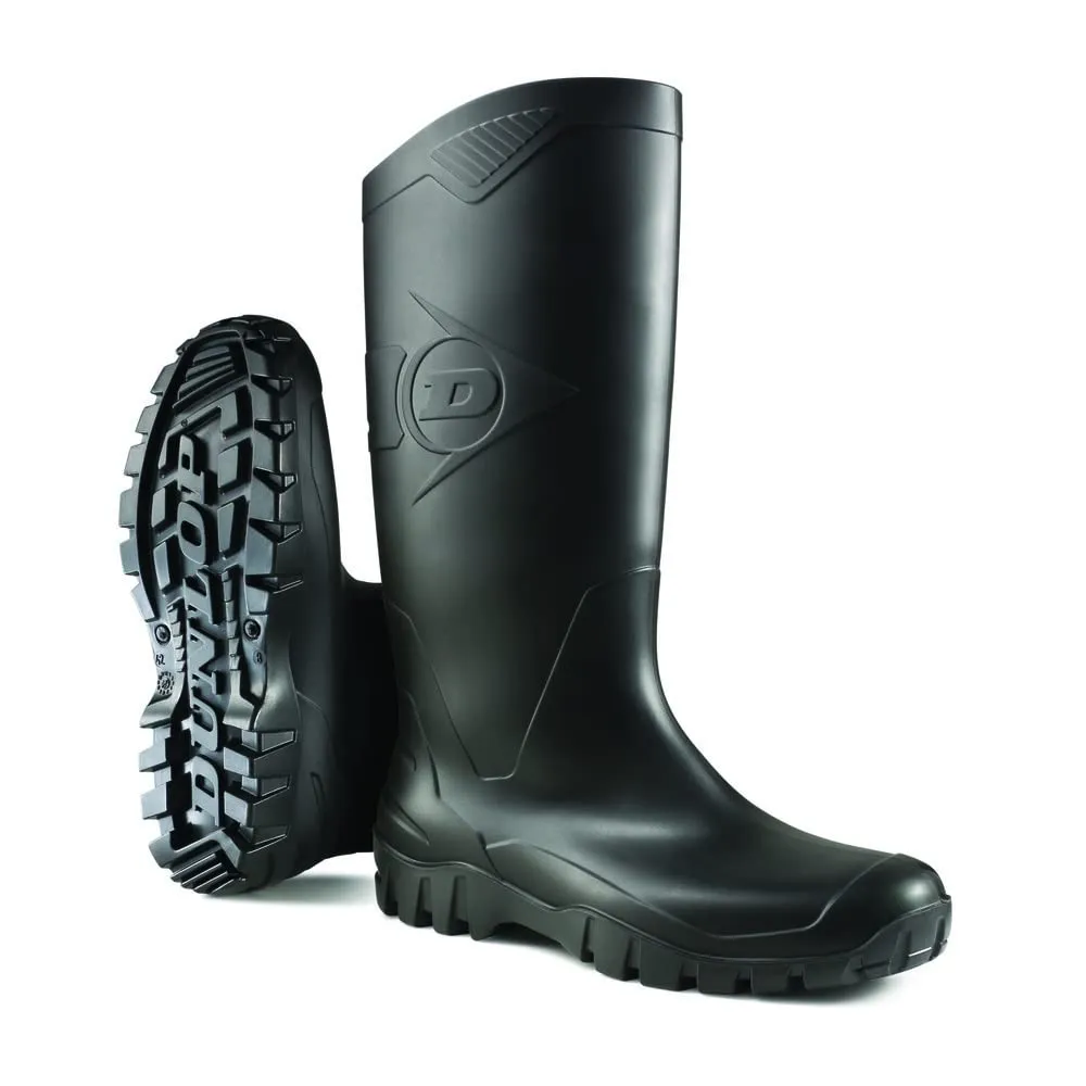 DUNLOP Protective Footwear, Dane, 100% Waterproof PVC, Lightweight and Durable Protective Footwear, MD0HD01.12, Size 12, Black