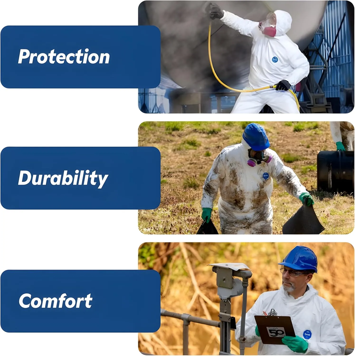 DuPont Tyvek 400 TY122S Disposable Protective Coverall Hood, Boots