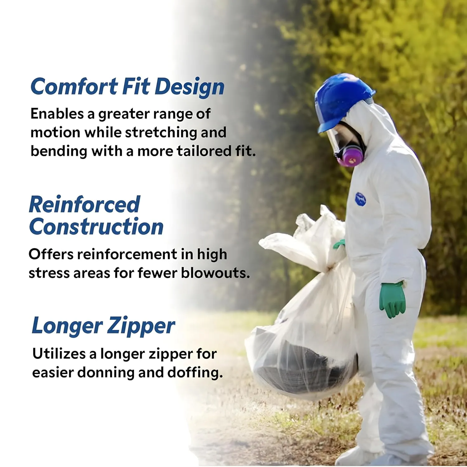 DuPont Tyvek 400 TY125S Disposable Protective Coverall with Elastic Cuffs, White, 2X-Large (Pack of 25)