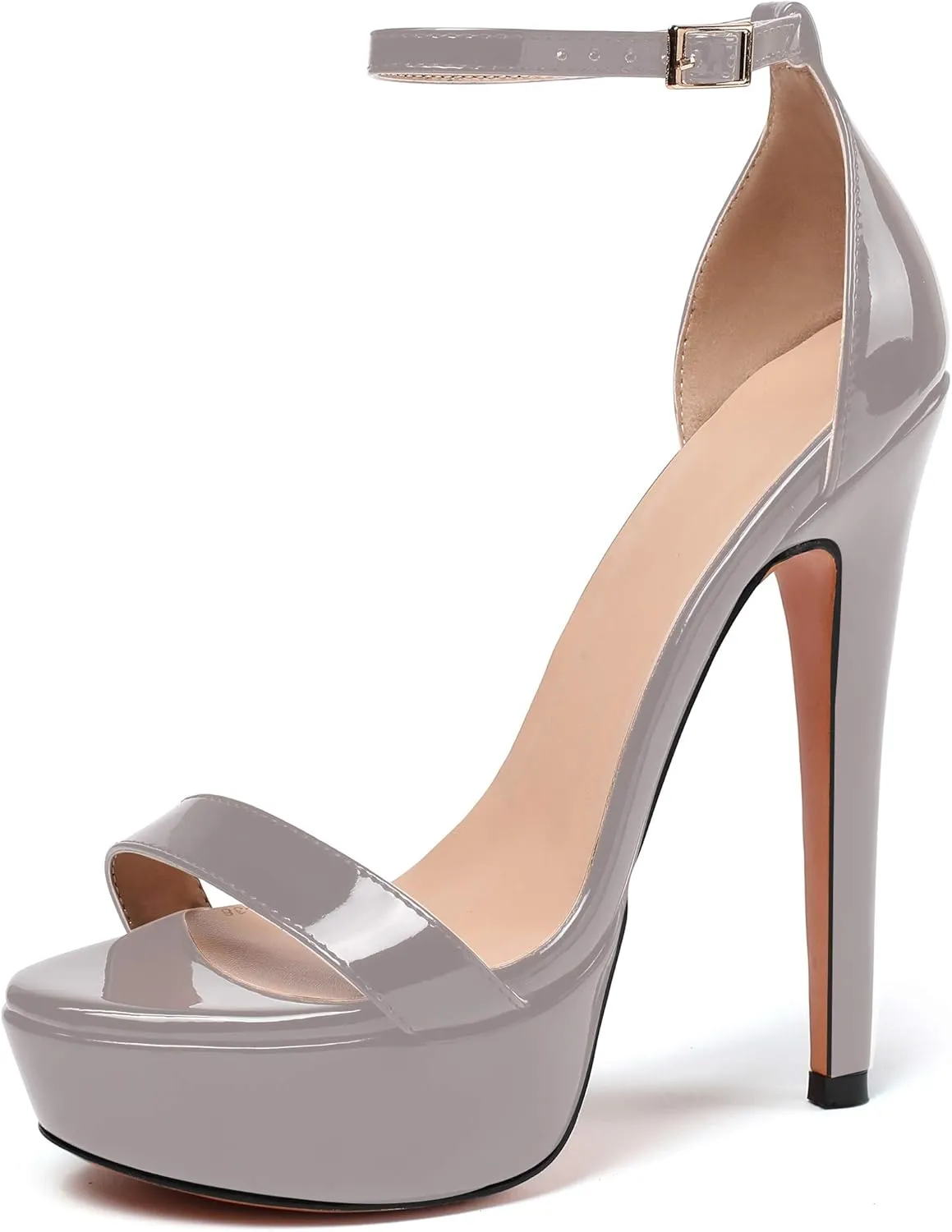 Eldof Women's Platform Sandals Ankle Strap 15cm Single Band Stiletto Sexy High Heel Sandals for Party Wedding Dress