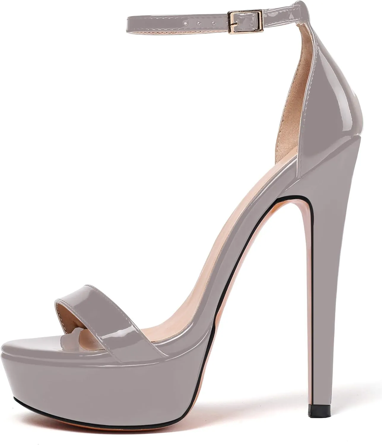 Eldof Women's Platform Sandals Ankle Strap 15cm Single Band Stiletto Sexy High Heel Sandals for Party Wedding Dress