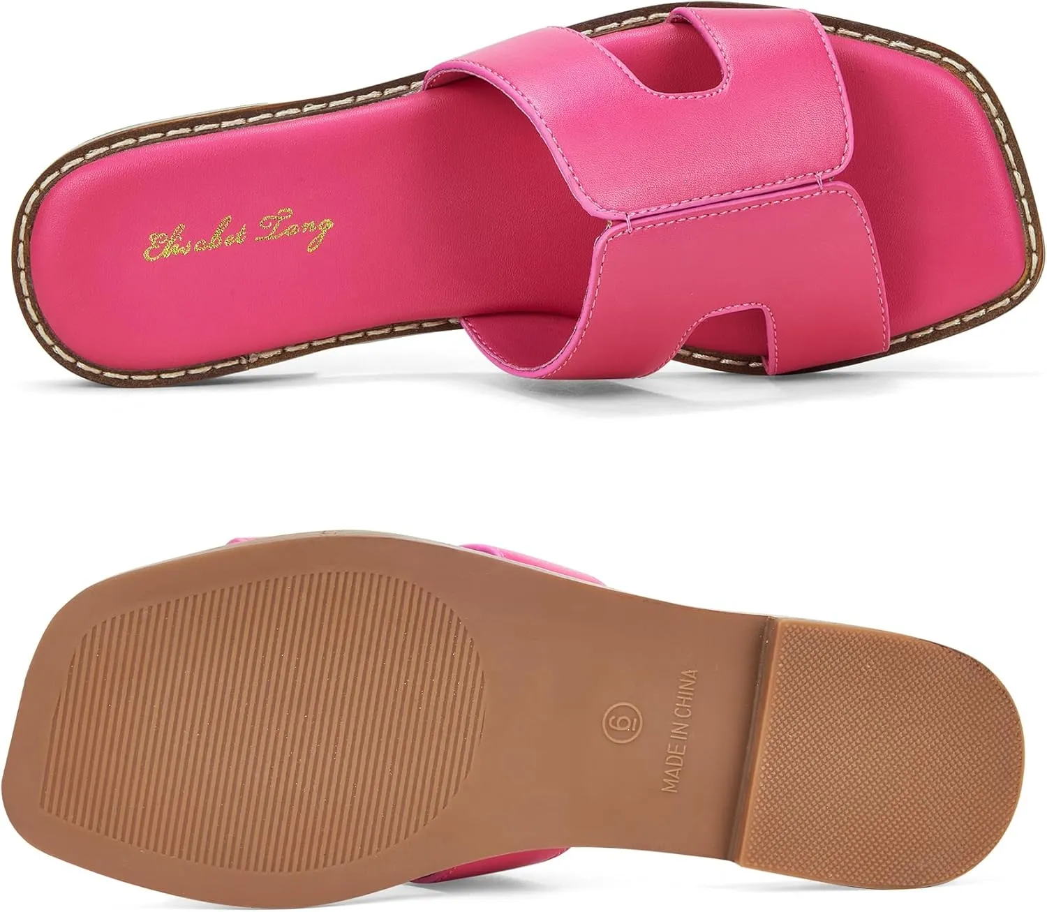 Elisabet Tang Retro Summer Trendy Flat Sandals for Women Fashion - Leather Beach Slide Slipper Comfort Daily Outdoor