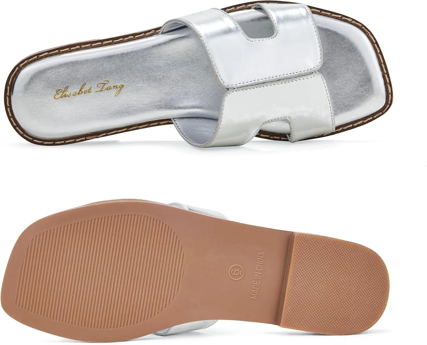 Elisabet Tang Retro Summer Trendy Flat Sandals for Women Fashion - Leather Beach Slide Slipper Comfort Daily Outdoor