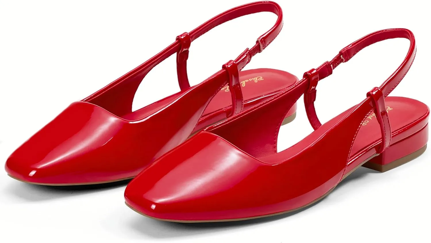 Elisabet Tang Women's Slingback Flats Closed Square Toe 1 Inch Slip-on Work Party Wedding Prom Casual Dressy Comfortable Flats