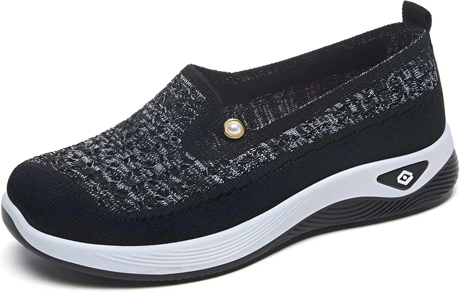 Ellniges]Breathable Women's Slip-on Shoes, Lightweight Spring Sneakers, Stylish Casual Flats for Daily Wear, Perfect for Moms and Active Lifestyle Black