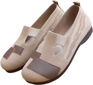 Ellniges]【Flexible Arch Women's Slip- Casual Flats Spring Shoes, Breathable Mesh Slip-Ons with Cushioned Insole for Standing Work, Shopping, Campus Walking - Size 5-11