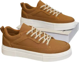 [Ellniges]Men's Chunky Sole Canvas Shoes - Summer Breathable Unisex Sneakers with Cushioned Insole,【Anti-Slip Comfort】Oxfords for Casual/Work, Retro Streetwear Style College Student Daily Footwear