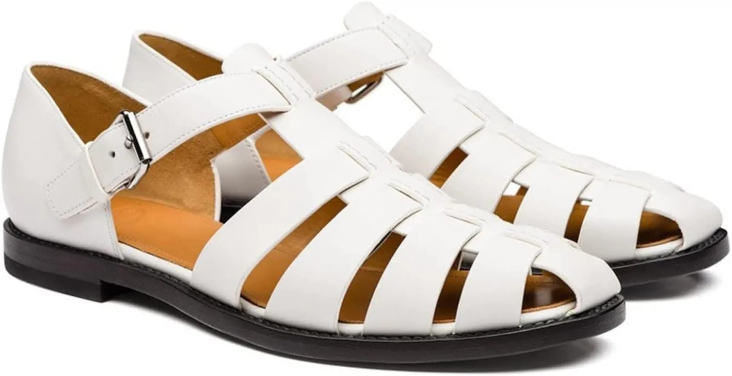 European and Amenrican Mens Fisherman Sandals,Summer Leather Casual Baotou Breathable Fisherman Shoes.
