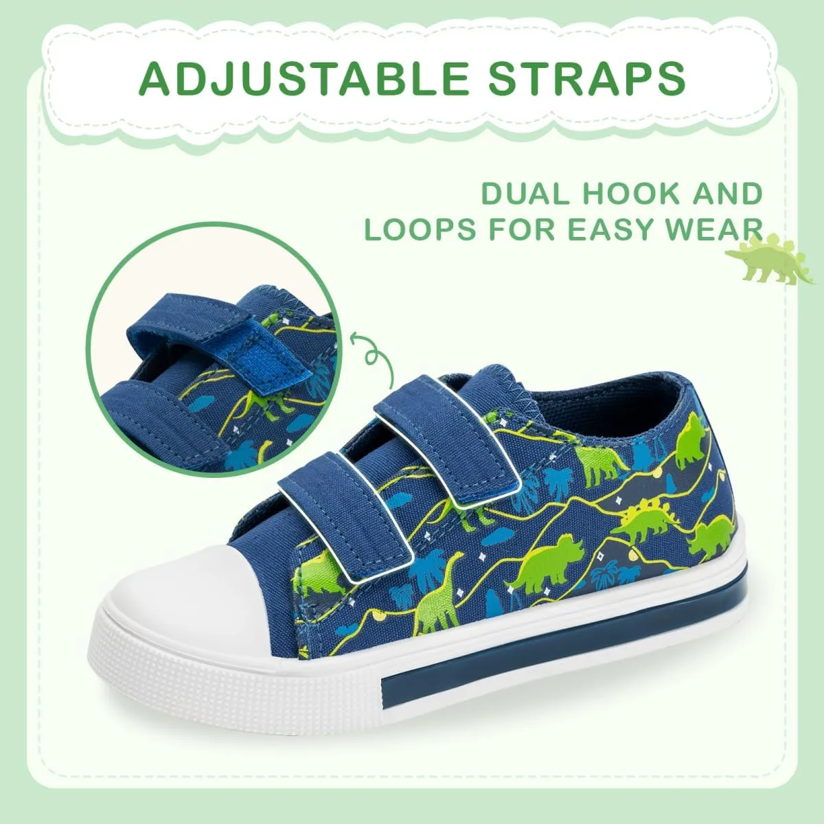 EUXTERPA Toddler Light Up Sneakers Kids Casual Canvas Shoes with Adjustable Strap for Girls Boys