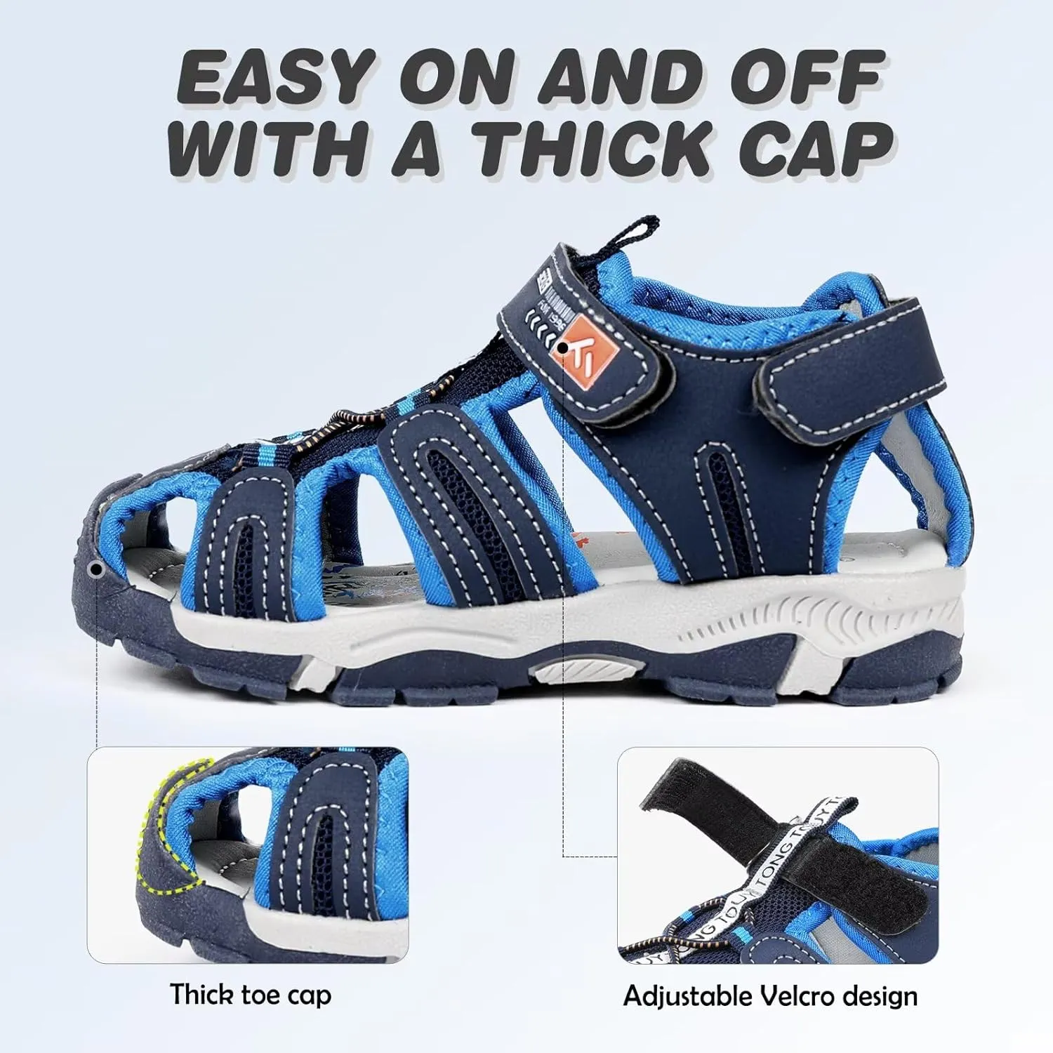 FANTURE Kids Athletic Sandals Closed Toe Lightweight Boys Girls Outdoor Summer Sports Shoes