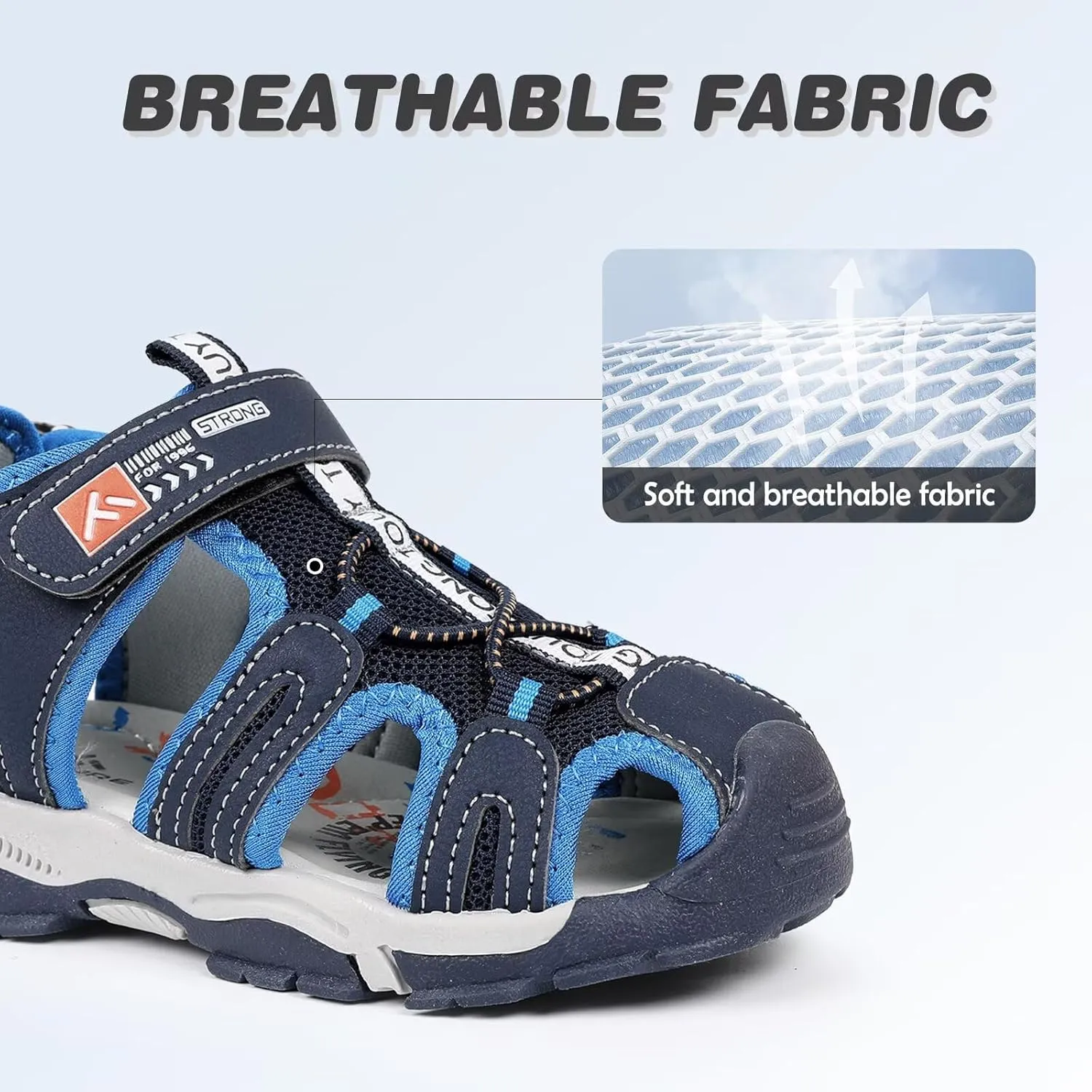 FANTURE Kids Athletic Sandals Closed Toe Lightweight Boys Girls Outdoor Summer Sports Shoes
