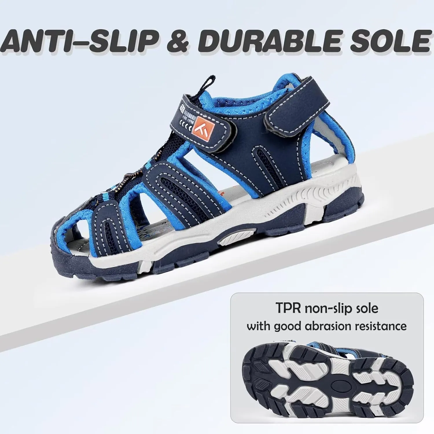FANTURE Kids Athletic Sandals Closed Toe Lightweight Boys Girls Outdoor Summer Sports Shoes