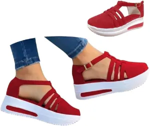 Fanyil Women's Comfy Orthotic Sandals, Fanyil Womens Sandals, Women Closed Toe Platform Wedges Slip On Walking Shoes