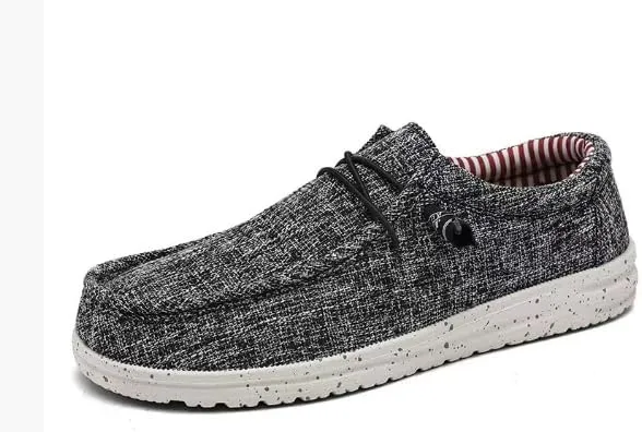 Fashion Canvas Loafers for Men Comfortable Lightweight Breathable Men's Casual Shoes Flat Slip-on Driving Shoes Man