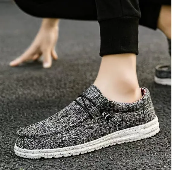 Fashion Canvas Loafers for Men Comfortable Lightweight Breathable Men's Casual Shoes Flat Slip-on Driving Shoes Man