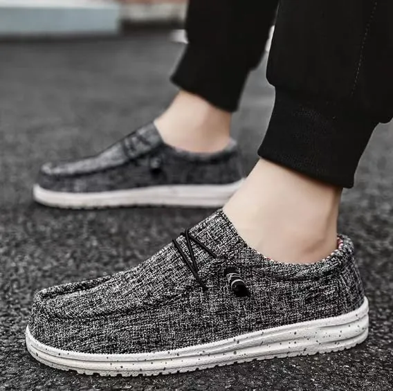 Fashion Canvas Loafers for Men Comfortable Lightweight Breathable Men's Casual Shoes Flat Slip-on Driving Shoes Man
