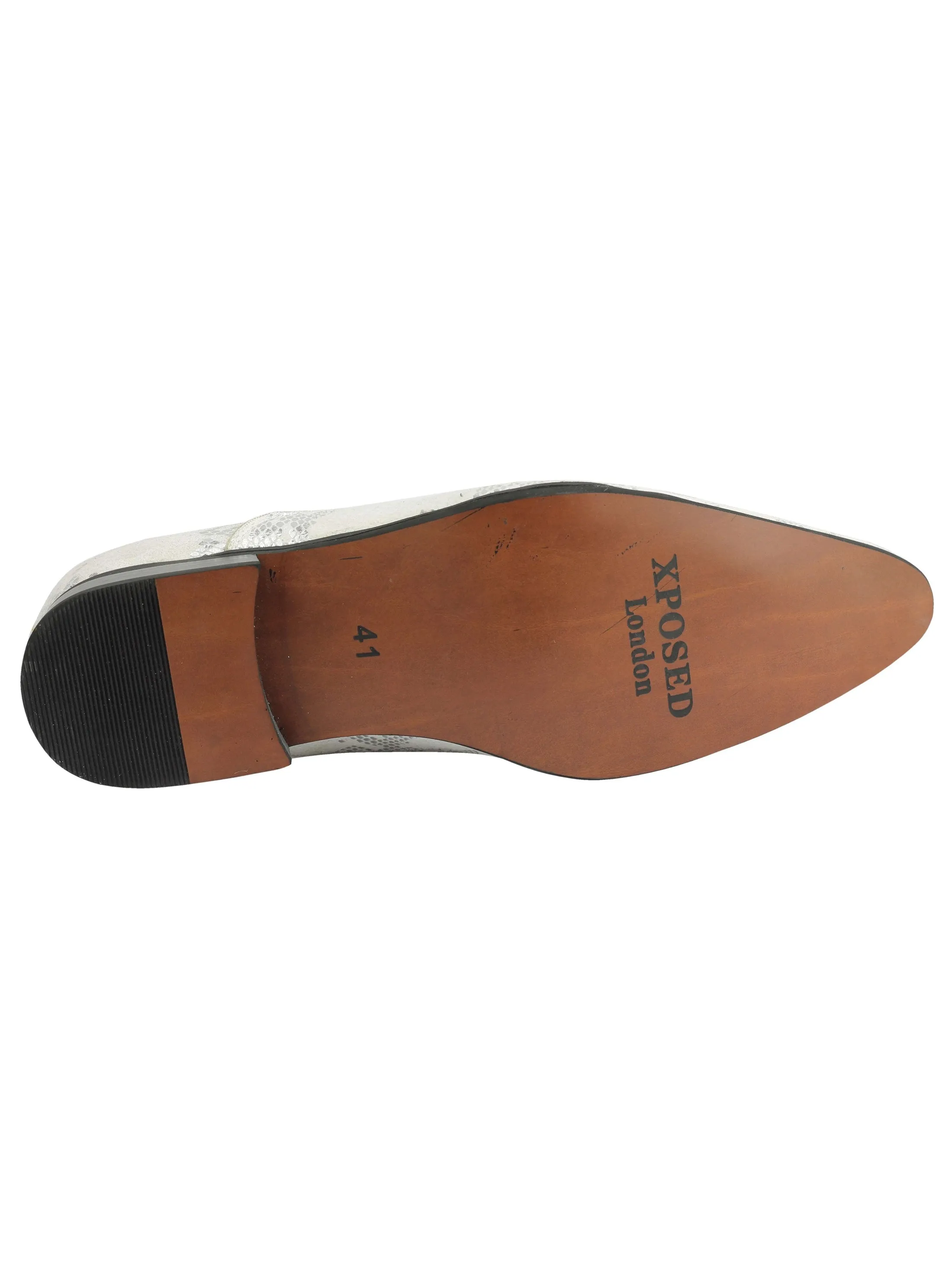 FAUX LEATHER LINED METALLIC PRINT WHITE LOAFERS