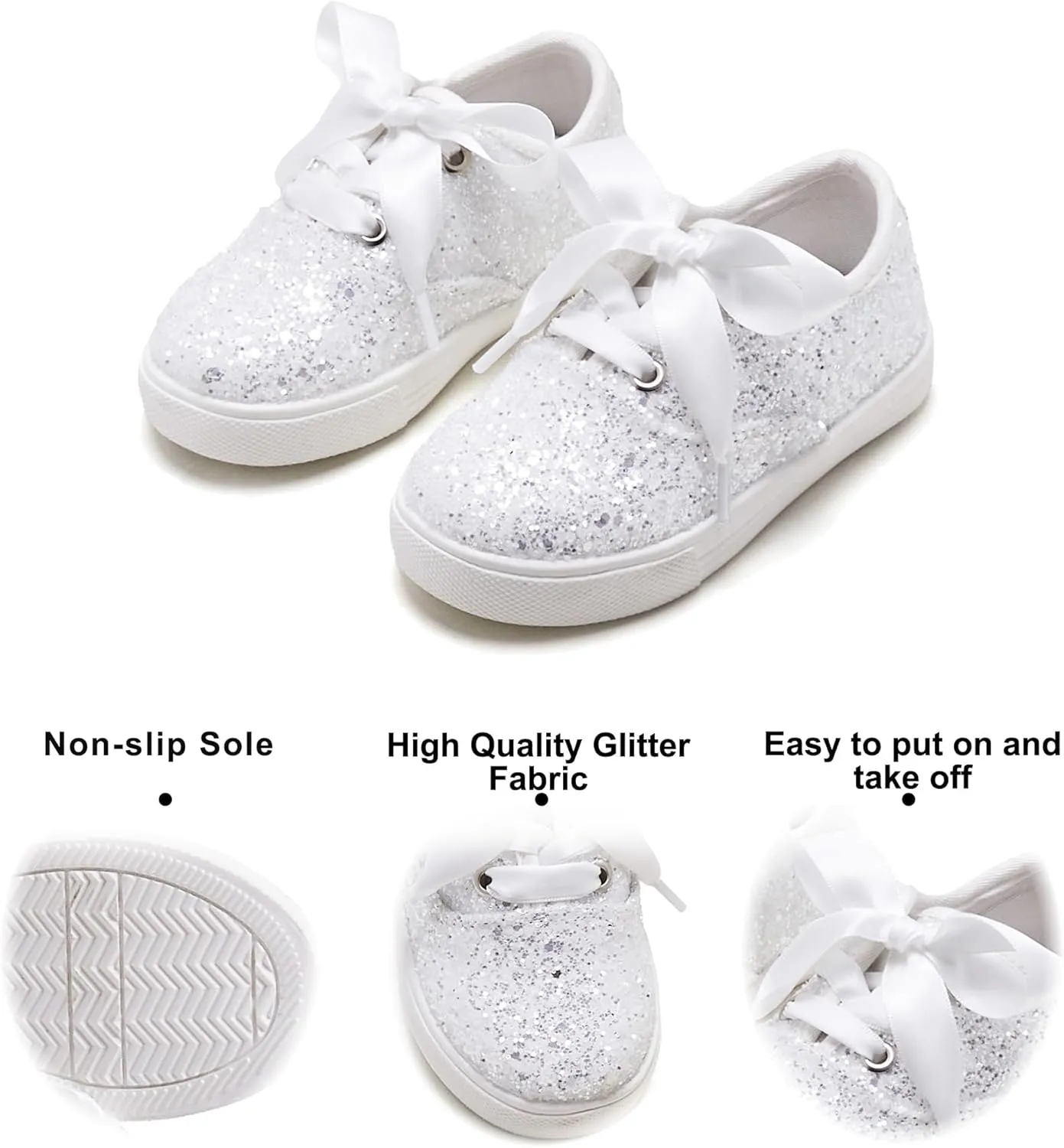 Felix & Flora Toddler/Little Kid Girls Running Shoes Sports Sneakers Princess Casual Glitter Shoes.