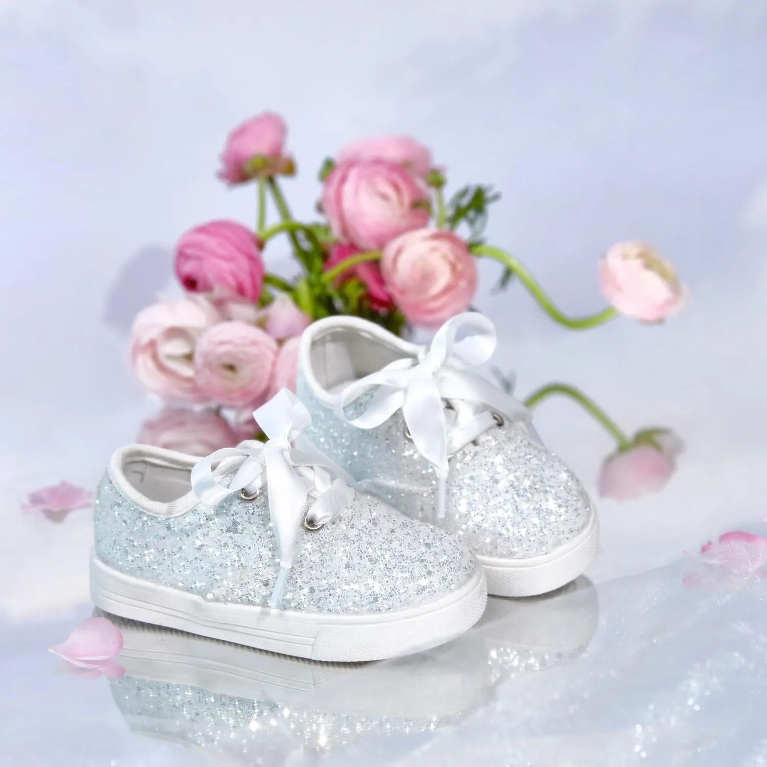 Felix & Flora Toddler/Little Kid Girls Running Shoes Sports Sneakers Princess Casual Glitter Shoes.