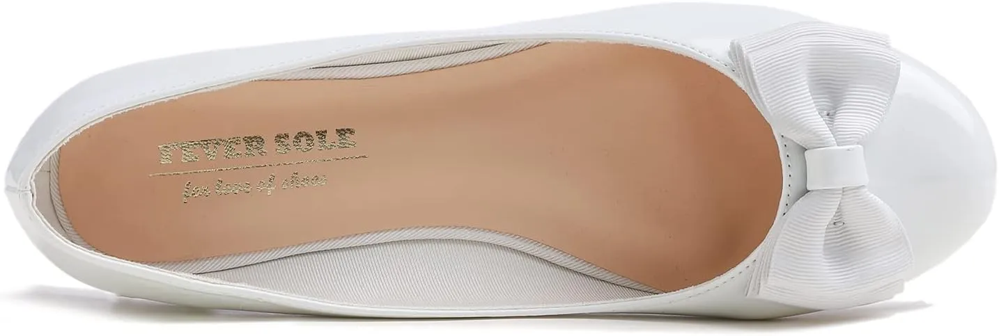 Feversole Women's Round Toe Cute Bow Trim Ballet Flats