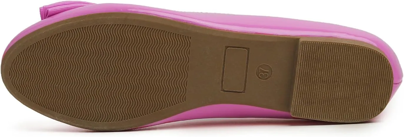 Feversole Women's Round Toe Cute Bow Trim Ballet Flats