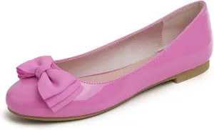 Feversole Women's Round Toe Cute Bow Trim Ballet Flats