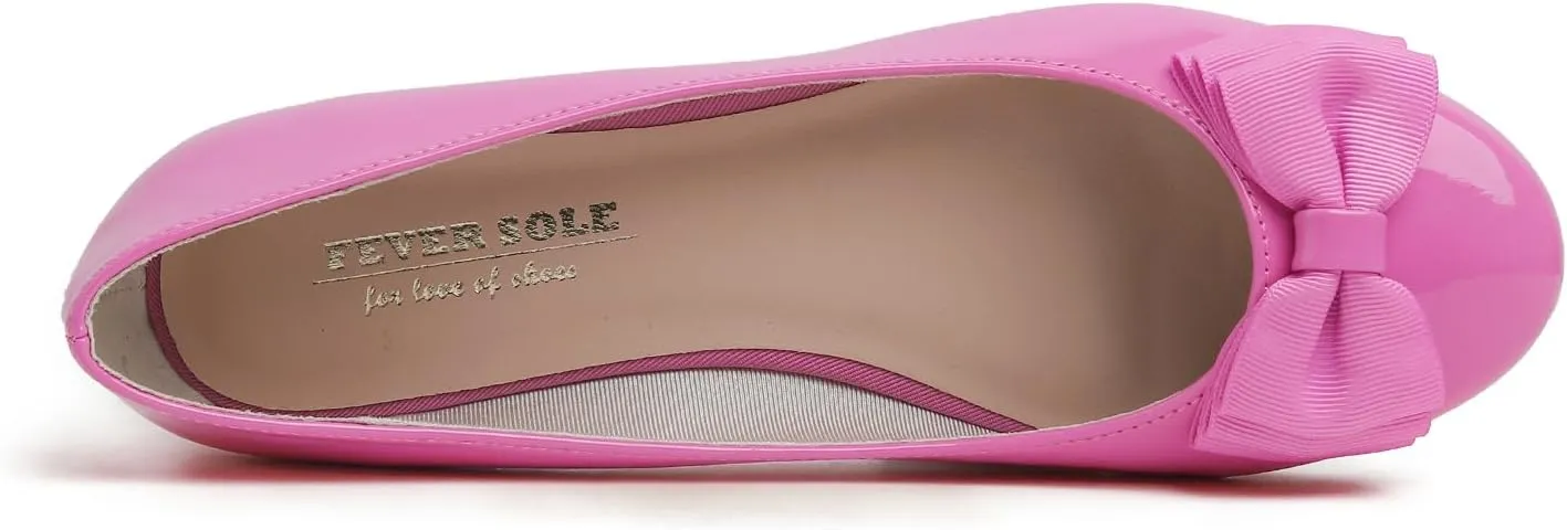 Feversole Women's Round Toe Cute Bow Trim Ballet Flats