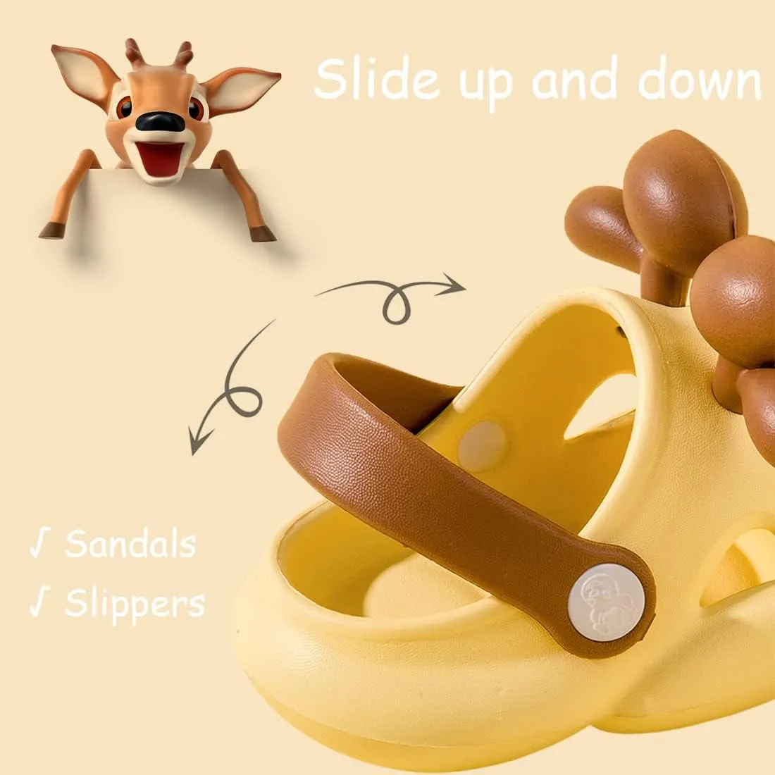 Fiedaz Toddler Baby Cute Deer Garden Clogs Boys Girls Lightweight Breathable Slides Sandals for Little Kids Beach Shower Pool Sandals