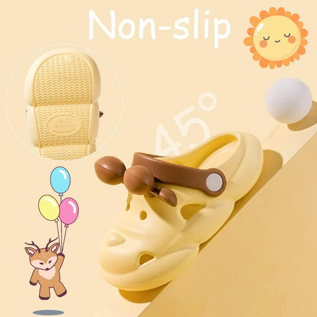 Fiedaz Toddler Baby Cute Deer Garden Clogs Boys Girls Lightweight Breathable Slides Sandals for Little Kids Beach Shower Pool Sandals