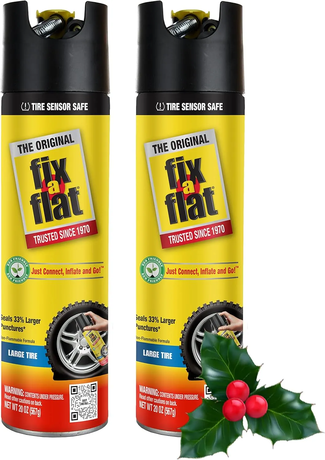 Fix-A-Flat S60197 Aerosol Emergency Flat Tire Repair and Inflator, for Standard Tires, Eco-Friendly Formula, Universal Fit for All Cars, 16 oz. (Pack of 2)