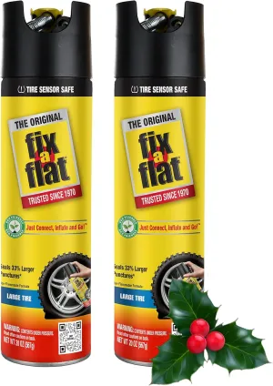Fix-A-Flat S60197 Aerosol Emergency Flat Tire Repair and Inflator, for Standard Tires, Eco-Friendly Formula, Universal Fit for All Cars, 16 oz. (Pack of 2)