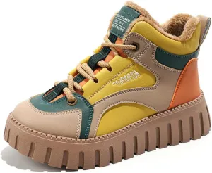 Fleece Lined Ethereal White Sporty Casual Sneakers Warm Stylish Comfort Shoes for Women Fall Winter Wear New Year Holiday Outfit Campus Inspired Boots