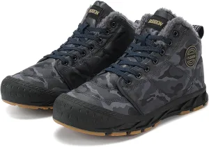 FLIOZY Snow Boots Mens Winter Shoes Fur Lined Warm Snow Ankle Boots Outdoor Winter Trekking Shoes Walking Shoes Hiking Boots