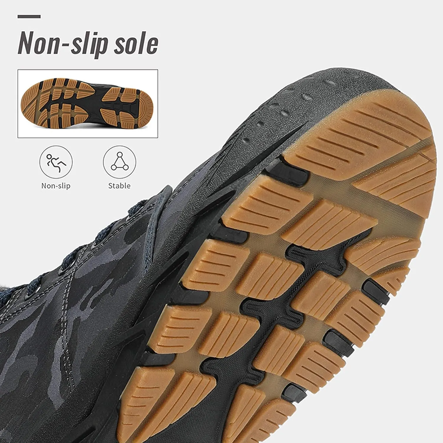 FLIOZY Snow Boots Mens Winter Shoes Fur Lined Warm Snow Ankle Boots Outdoor Winter Trekking Shoes Walking Shoes Hiking Boots