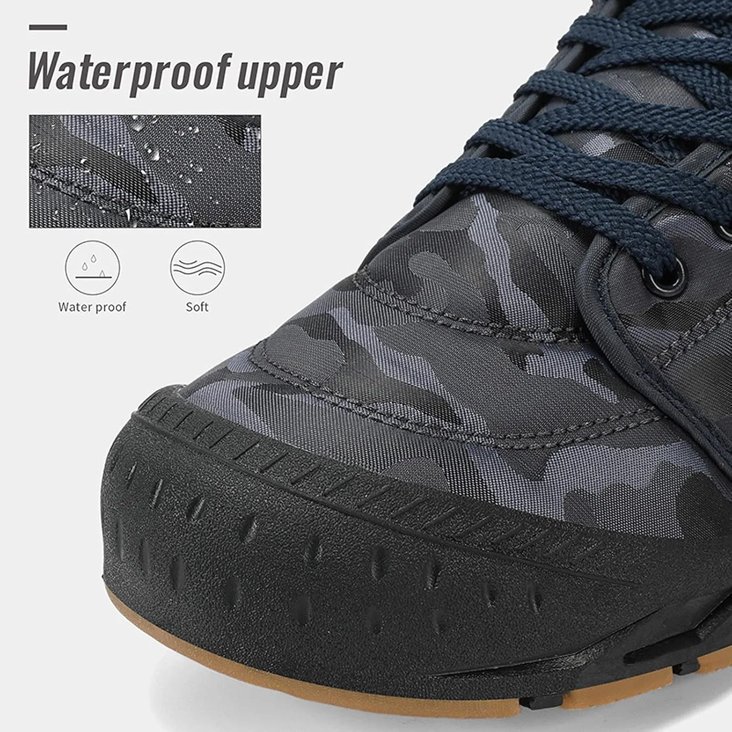 FLIOZY Snow Boots Mens Winter Shoes Fur Lined Warm Snow Ankle Boots Outdoor Winter Trekking Shoes Walking Shoes Hiking Boots