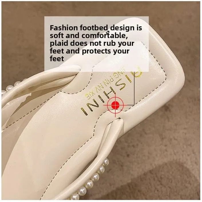 Flip-flops women's 2025 summer new Korean version fashion outer wear rhinestone toe flat heel beach cool slippers wholesale