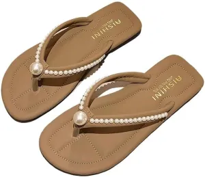 Flip-flops women's 2025 summer new Korean version fashion outer wear rhinestone toe flat heel beach cool slippers wholesale