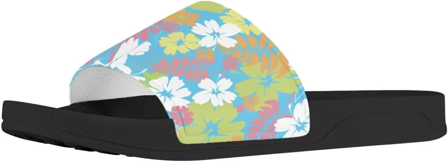 Flower Print Sandals for Women Slide Sandals Casual Lightweight Non Slip Summer Slippers