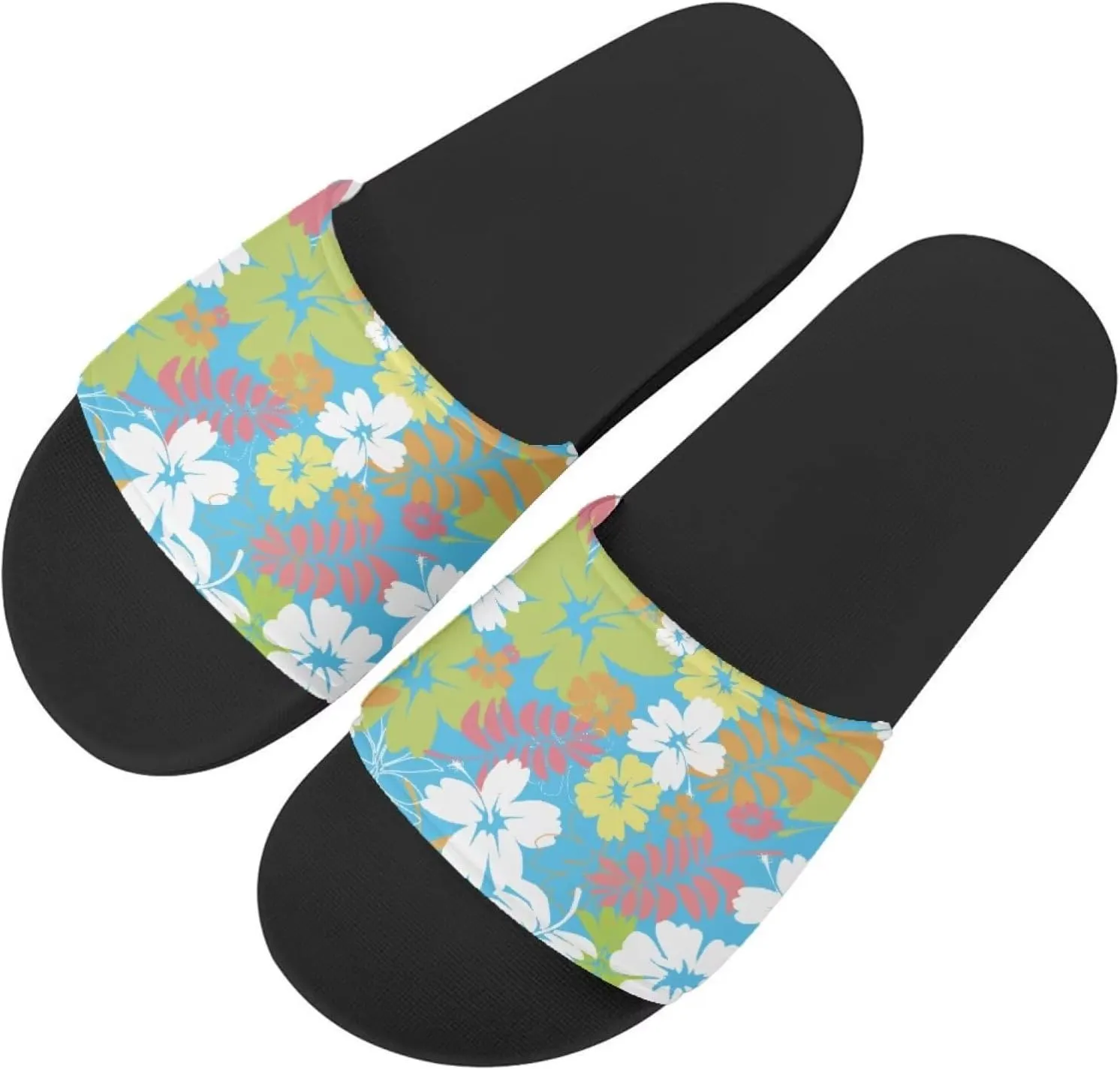 Flower Print Sandals for Women Slide Sandals Casual Lightweight Non Slip Summer Slippers