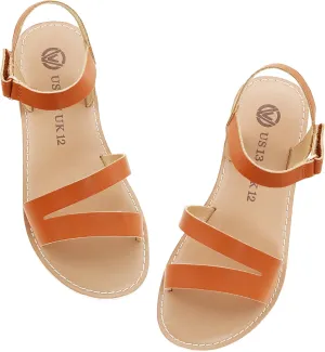 FLYFUPPY Girls Sandals Strappy Open Toe Outdoor Flats with Hook and Loop Kid Summer Shoes for Girls