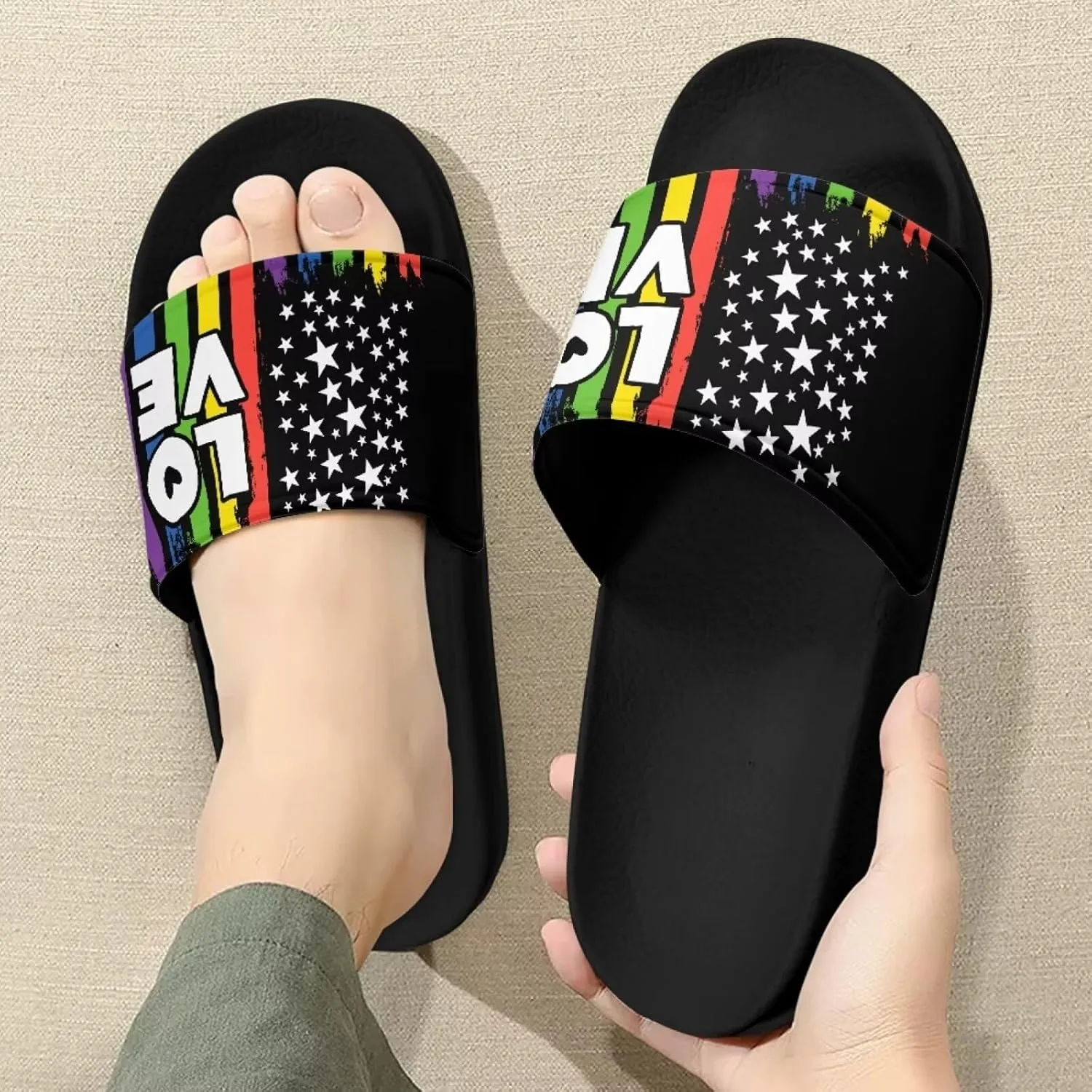 Forchrinse Jamaican Flag Mens Womens Slide Sandals Indoor Outdoor Sandals Slippers Lightweight Soft Shower Slippers