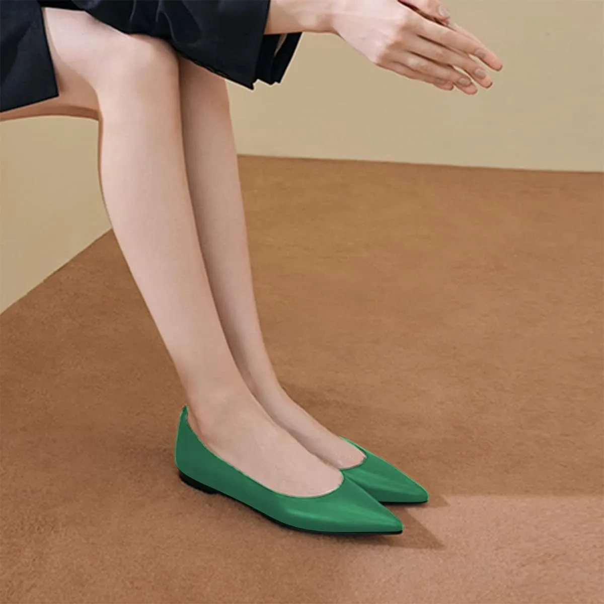 FOWT Women Comfortable Slip On Pointed Toe Flat Heel Pumps Flats Daily Office Party Dress Unisex Shoes US Size 4-16